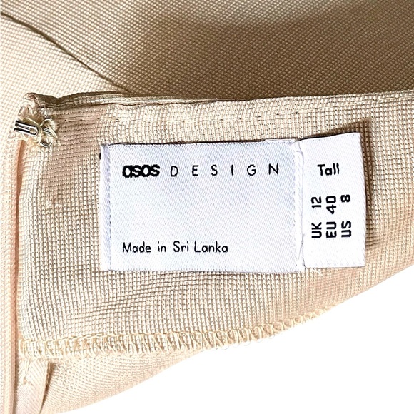 NWT ASOS Design Tall Twist Detail Sleeveless Textured Midi Dress In Stone - Picture 3 of 5